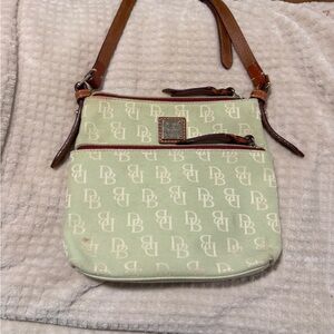 Dooney & Bourke Green Monogram Canvas Crossbody (Stiff Zipper)